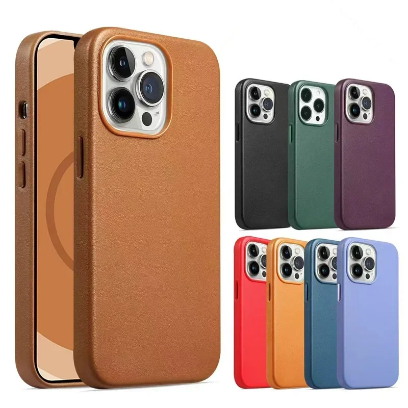 Official for Magsafe Leather Case for IPhone 16 15 14 13 12 