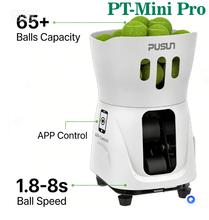 PUSUN PT-Mini Pro New Tennis Service Machine Ultra Light Tennis Throwing Machine Ball Trainer