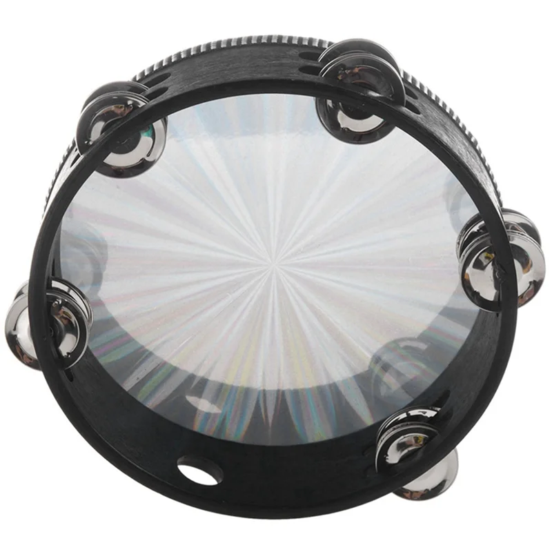 Tambourine Handheld Drums 8-Inch Double Jingle Sound Reflective Tambourine Musical Instrument Children KTV Party