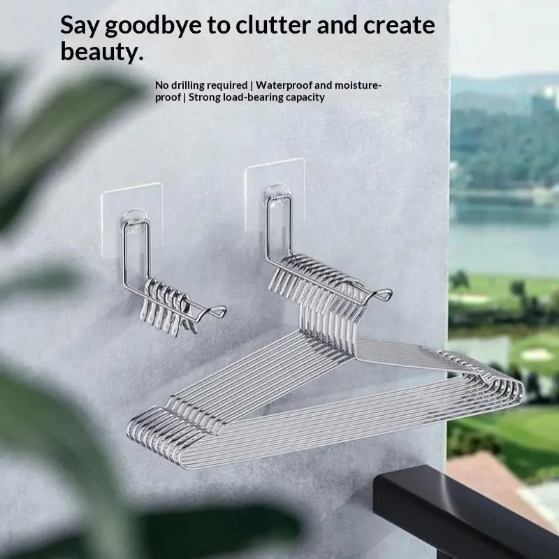 Versatile Wall Mounted Foldable Clothes Hanger Rack Windproof Antislip Space Saving Organizer