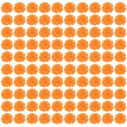 Marigold Flower Heads Bulk, 100Pcs Heads for Garlands Crafts, Silk Marigold Fake Flowers, Orange