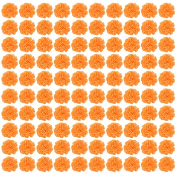 메리 골드 플라워 헤드 벌크, 화환 공예용 헤드, 실크 메리 골드 가짜 꽃, 오렌지, 100 개