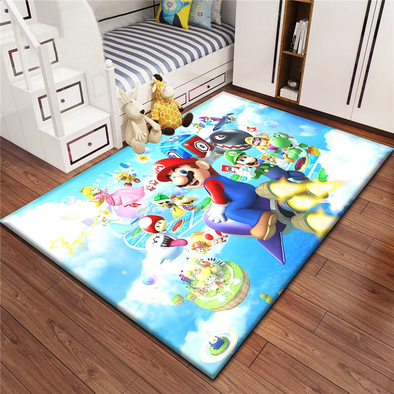 Super Mario Game HD Printed Carpet Rug for Living Room Bedroom Decoration Picnic Camp Kitchen Carpet Crawling Carpet Decoration