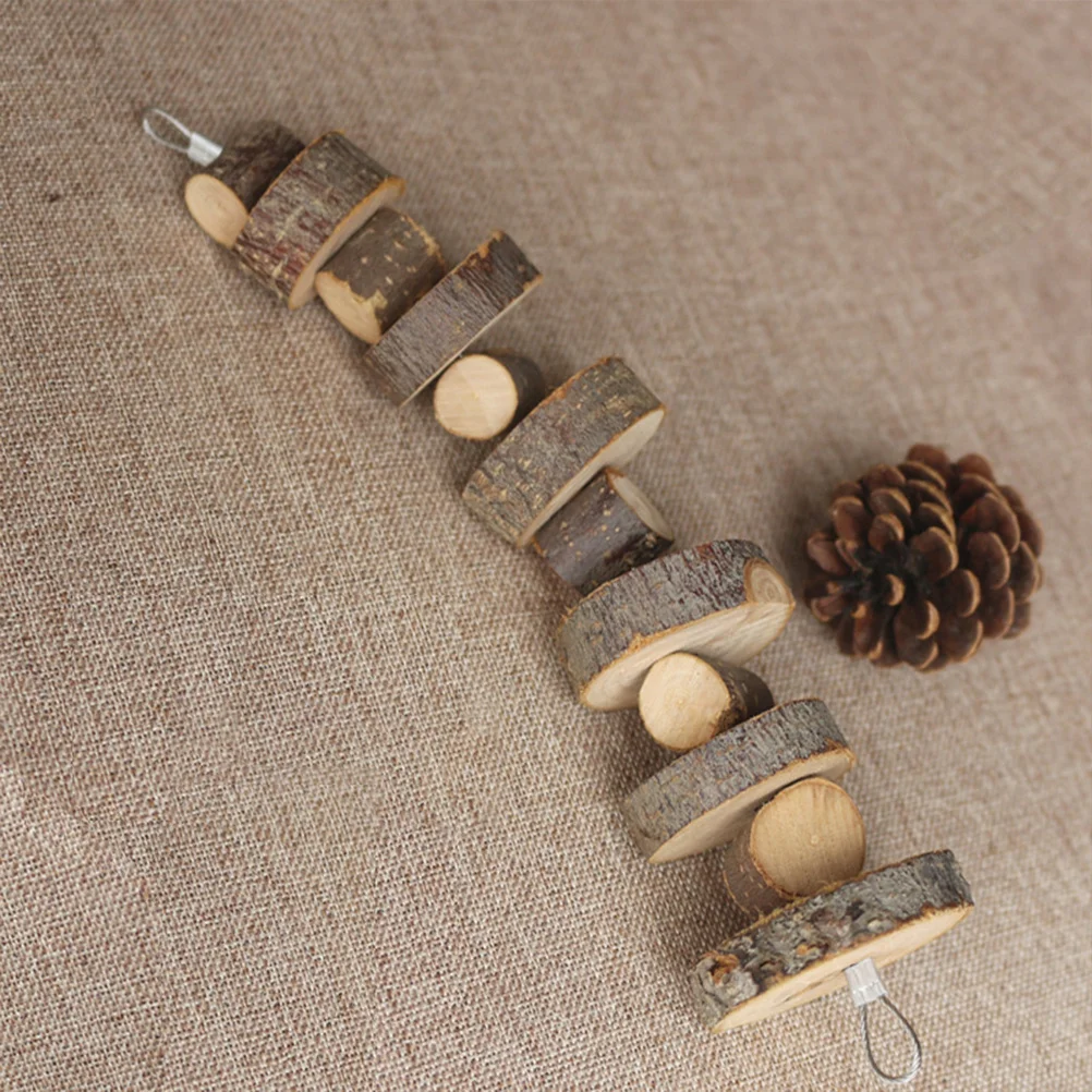 

Apple Wood Molar String Chew Skewer Light Brown Small Pet Chewing Fun for Hamster Squirrel Rabbit Parrot