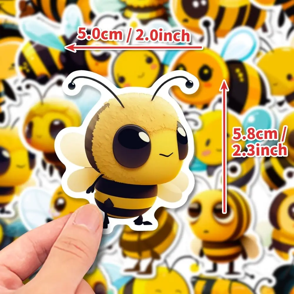 50PCS Little Bee ผึ้งน้อยสติกเกอร์สัตว์การ์ตูนการ์ตูน Bee สติกเกอร์ PVC ความงาม Little Bee PVC สติกเกอร์ Bee เทศกาล