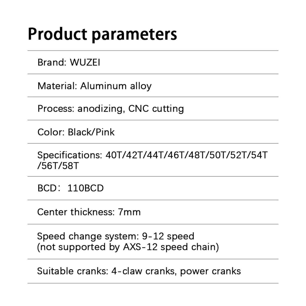 WUZEI Rennrad-Kettenblatt 110BCD 40T-58T Schmal-Breit-Kettenrad für Shimano R7000 R8000 R9100 Fahrradteile 8-12-Gang – Detail 5