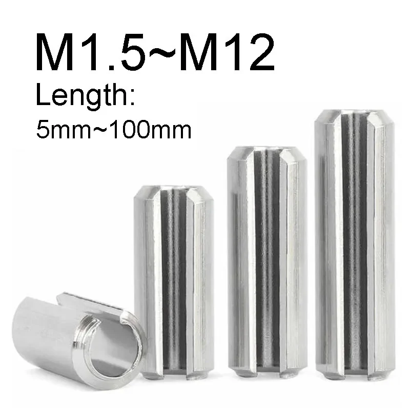 1~50PCS Spring-Type Straight Pins 304 Stainless Steel M1.5 M2 M2.5 M3 M3.5 M4 M5 M6 M8 M10 M12 Cylindrical Hollow Cotter Pin