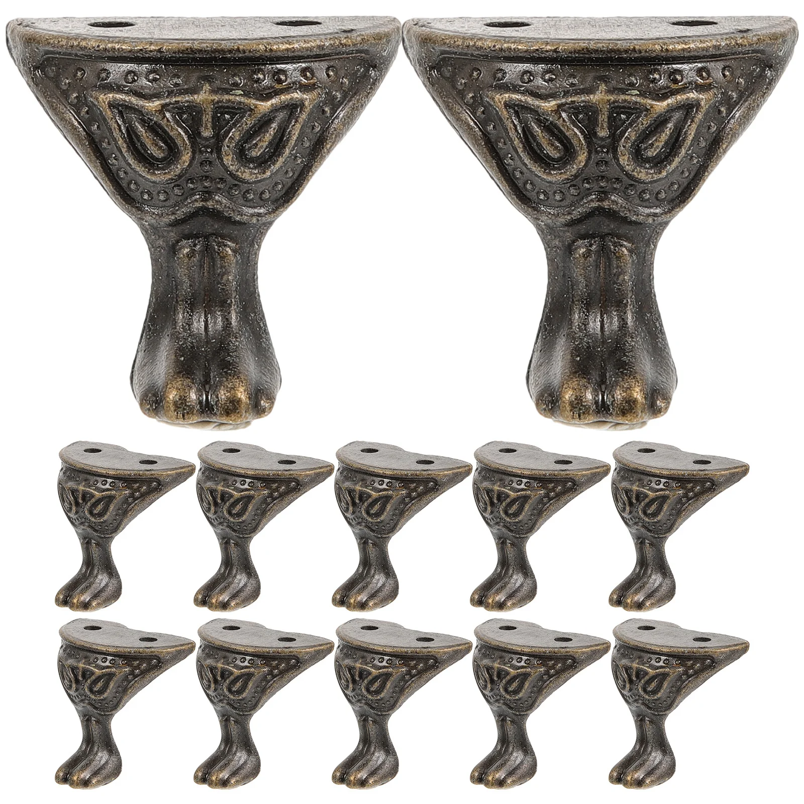 Protecteurs d'angle de boîte en métal, pieds décoratifs antirouille pour étuis à bijoux en bois, pieds d'armoire de Style Vintage 12 pièces