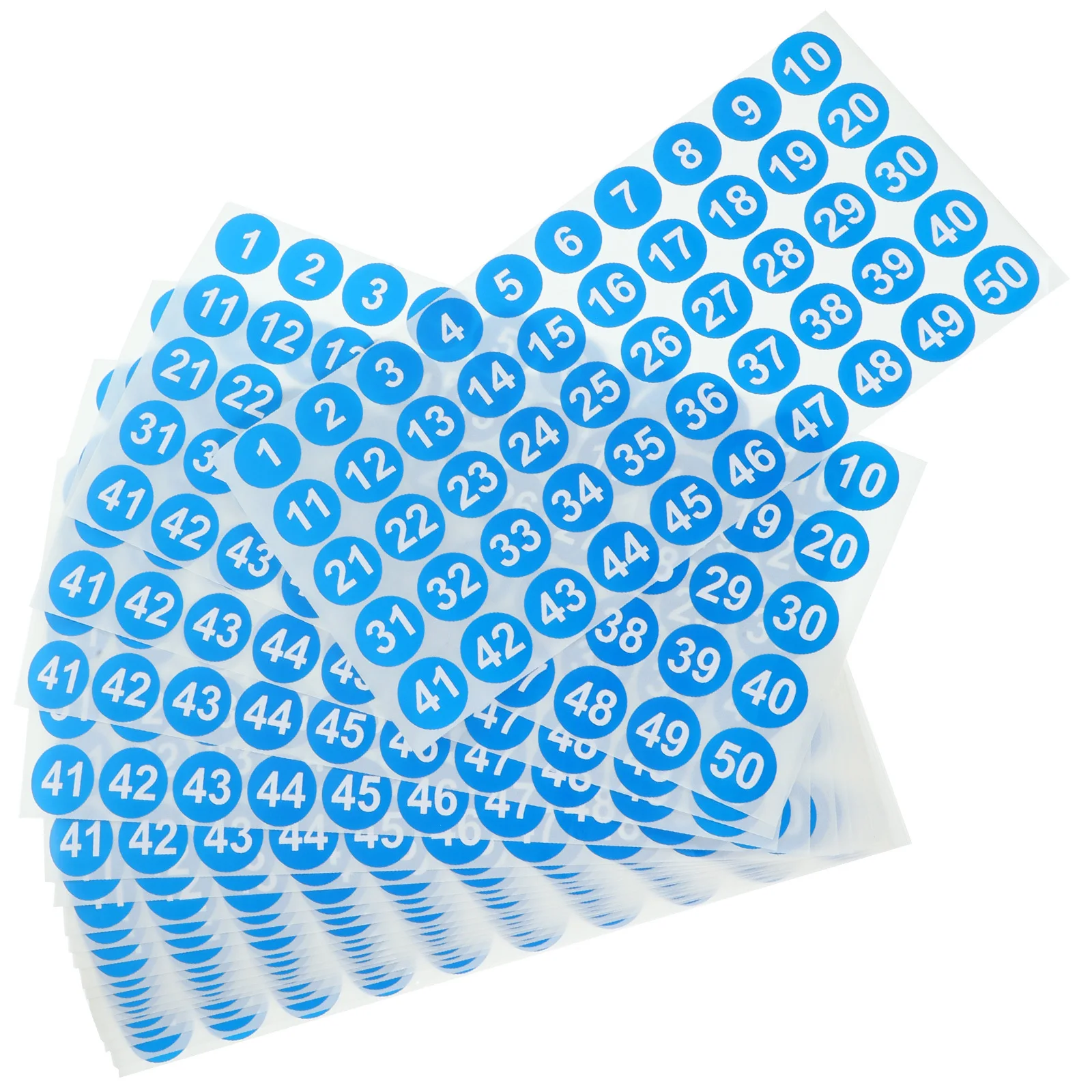 20 Blatt Nummernetiketten, digitale Aufkleber, 1–50 selbstklebende nummerierte Aufkleber für die Organisation von Büro, Klassenzimmer, Codierung
