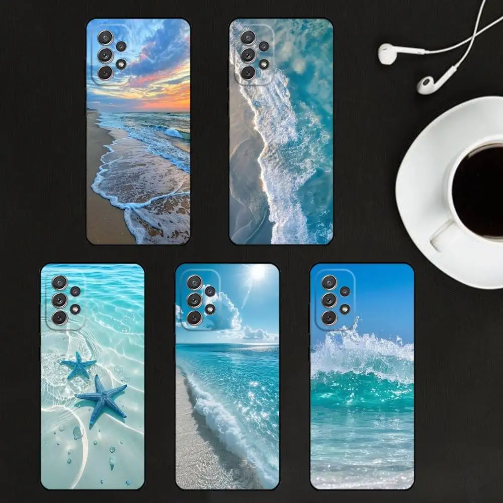 

Seaside Scenery Wave Beach Phone Case For Samsung S25,S24,S21,S22,S23,S30,Ultra,S20,Plus,Others Soft Black Cover
