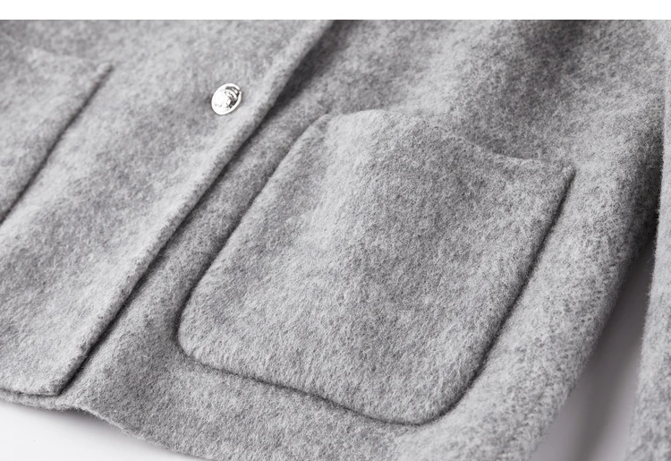 SENTUBILA Damen-Wollmantel, doppelseitige Wolle, Rundhalsausschnitt, lange Ärmel, kurze Mäntel, Winter 2026, locker geschnittene Damenbekleidung W54OF8763 – Detail 36