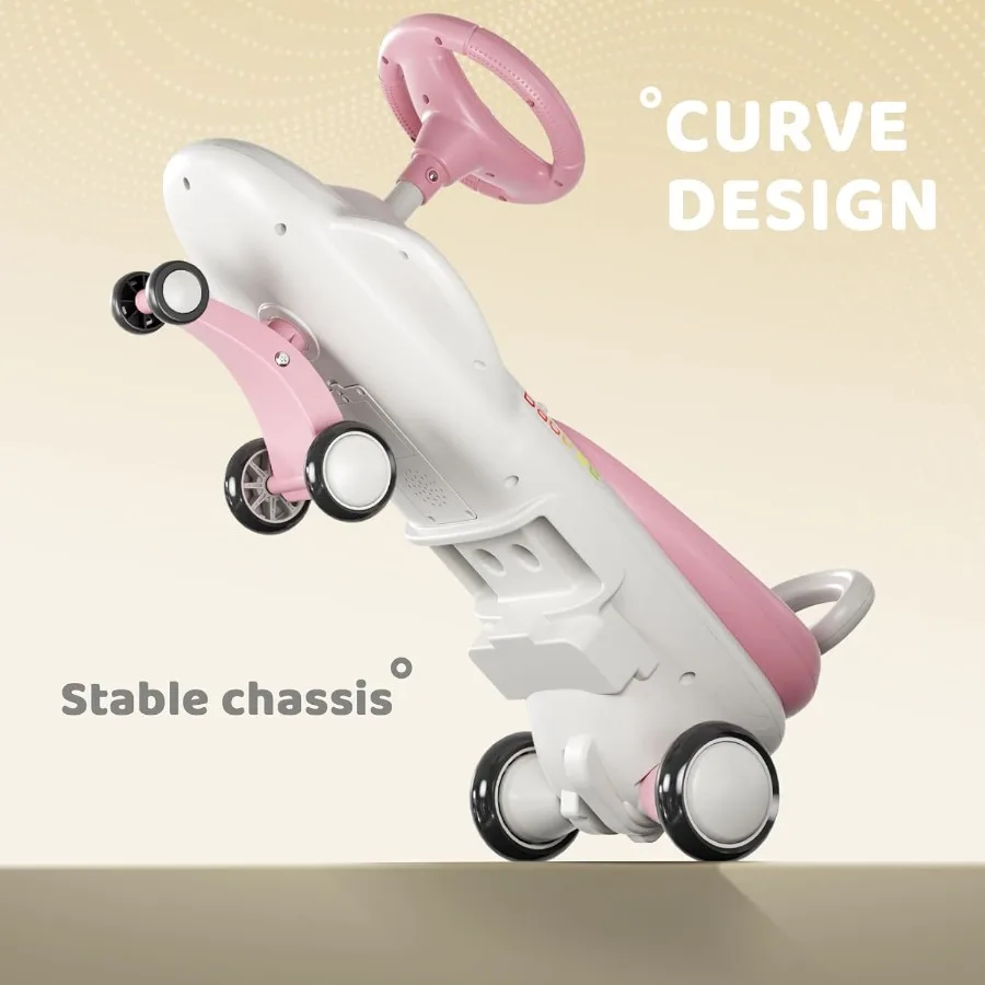 รถยนต์ไฟฟ้าสำหรับเด็ก 12V - รถโยกไฟฟ้าพร้อมแบตเตอรี่แบบชาร์จไฟได้ ไฟ LED และเสียงเพลง ป้องกันการพลิกคว่ำ สำหรับเด็กชายและเด็กหญิงทุกวัย