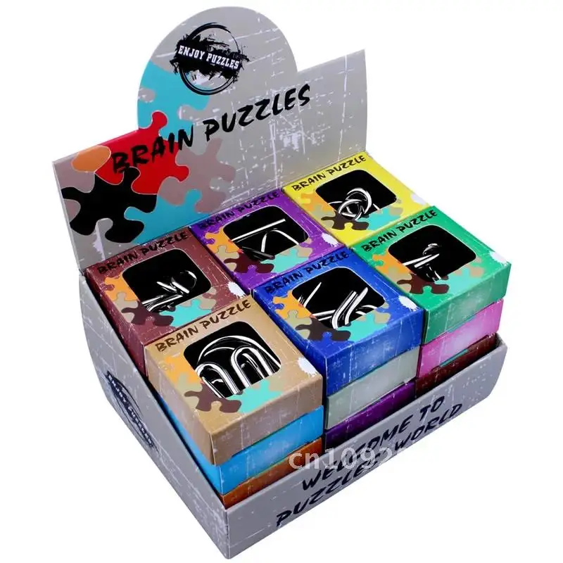 Puzzles en fil métallique 3D, casse-tête d'intelligence IQ, Test Casse-Tete ZHL 24 pièces/ensembles, jouets à nœud Interlock, boucle classique perplexe