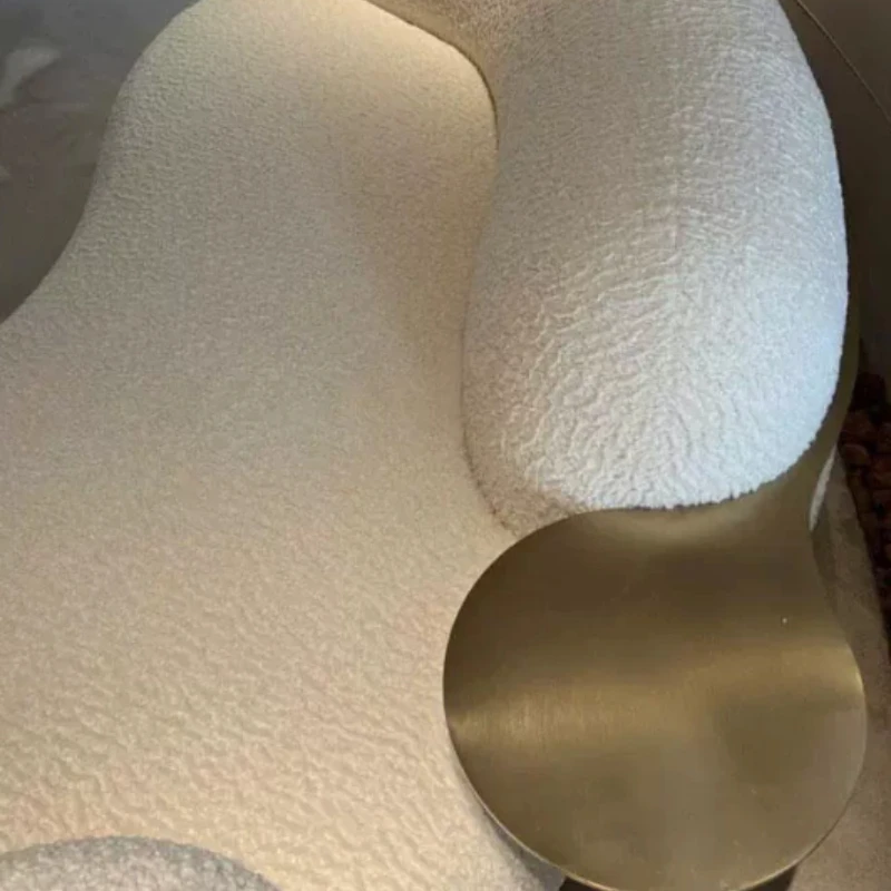 Cream wind creative curved sofa light luxury Italian minimalist pea small apartment guest leisure lamb wool fabric sofa