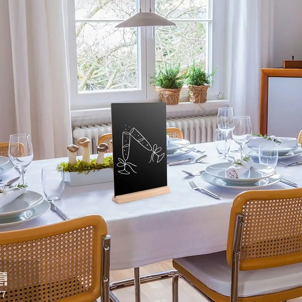 4Pc Tabletop Chalkboard Sign with Base Stand Menu Chalk Board Sign Store Food Signs, Message Boards for Party Wedding Restaurant