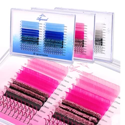 AGUUD 24 Rows Mix Color Glitter Eyelash Extension Red Blue Silver Colored Faux Mink Lash Shiny Glitter Spike Individual Eye Lash