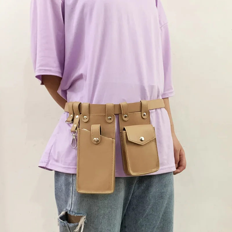 Zwei Stück Lokomotive Paket Neue Telefon Taschen Weibliche Umhängetasche Modische PU Gürtel Taille Tasche Trendy Umhängetasche – Detail 6