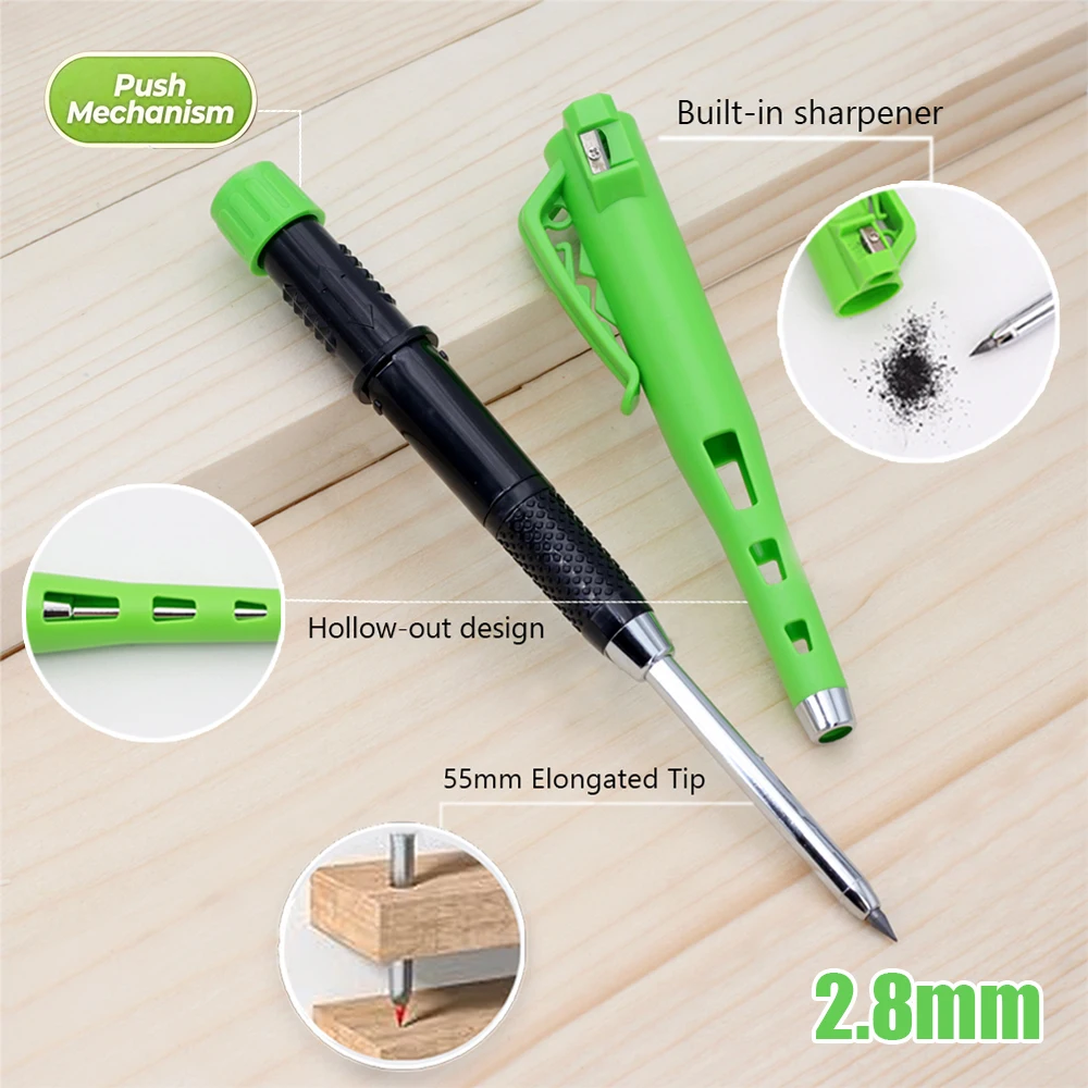 Woodworking Pencil Card Set,2.8mm Deep Hole Woodworking Marking Pencil Architects Drawing Tool,For Carpenters Engineering image 2