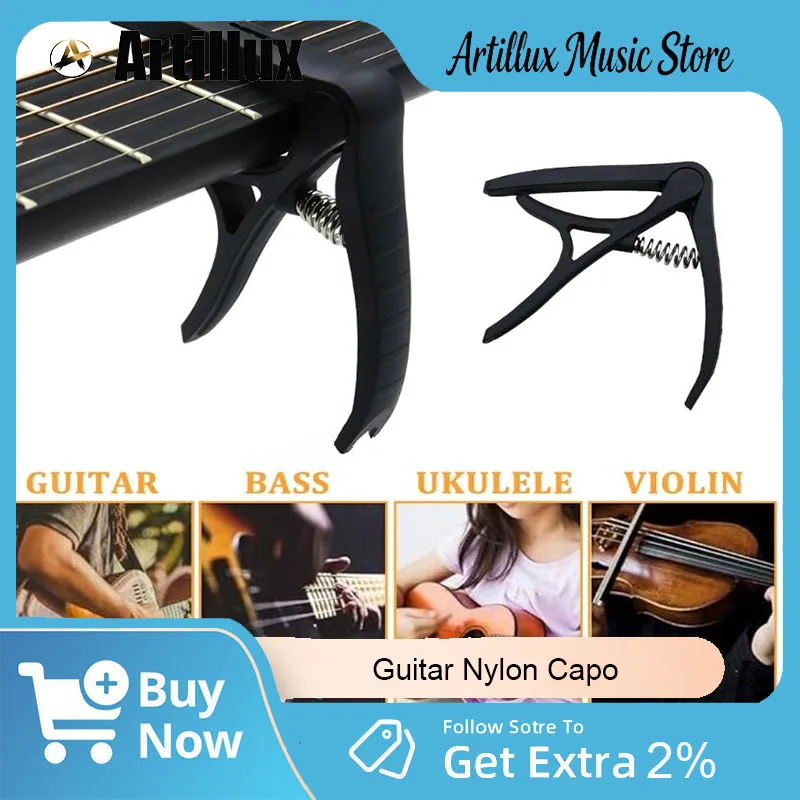 Artillux Nylon Guitar Capo Adjustable Moving with Soft Silicone Pad for Classical Acoustic Electric Guitar Bass Accessories