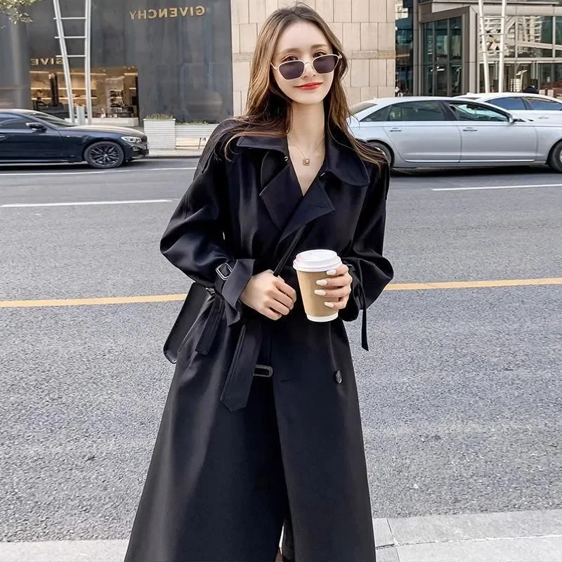 

Long Trench Coat For Women British Style Windbreaker 2025 New Korean Loose Female Windbreaker Temperament Women's coat