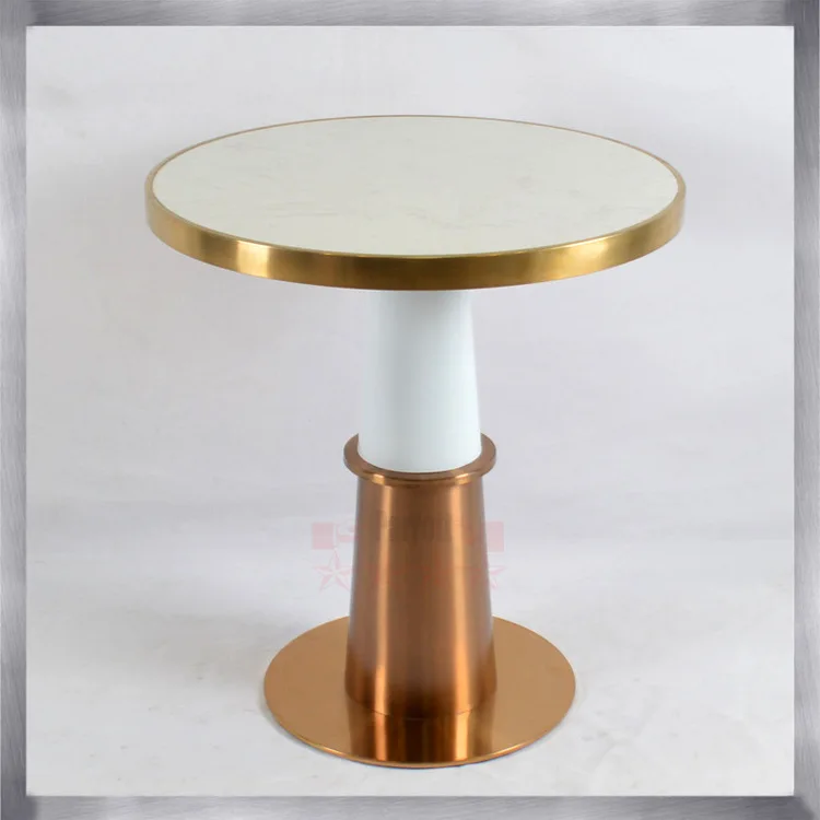 

hardware table feet Stainless steel disc table feet Rose gold dining table Steel frame Pagoda-shaped two-color tabl