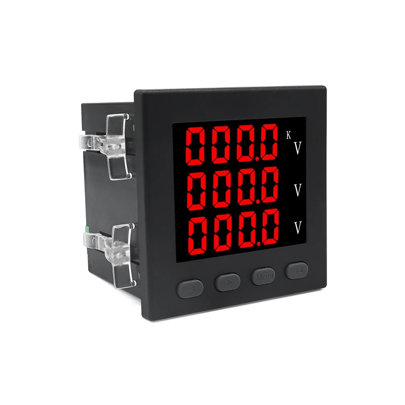 3P4L 3P3L AC220V Large Screen Display LED Digital Display Three-Phase Voltmeter Panel Square Meter Measurement Range 20-450V