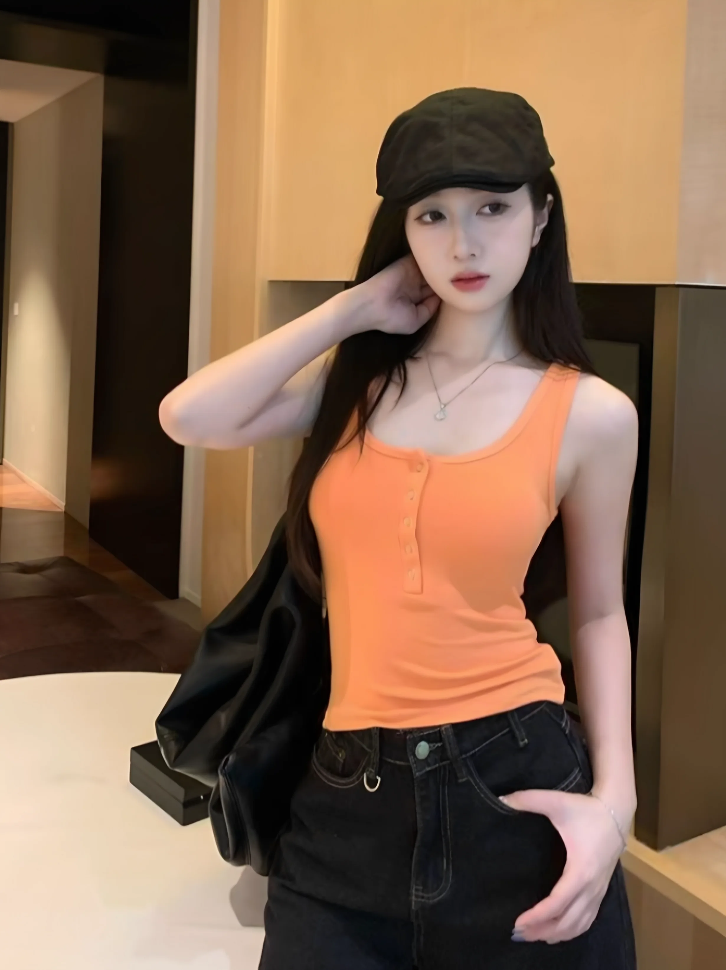 

Summer 2026 Women's Button-Up Sleeveless Vest plus Size Slim Fit Underwear Base Layer Top Casual Comfortable Breathable