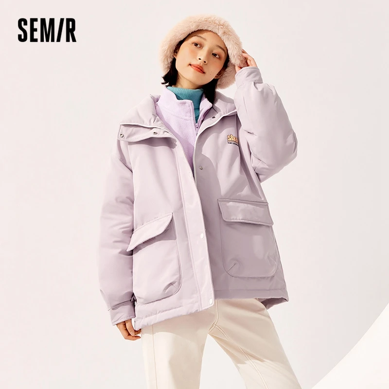 Semir-女性用のミドル丈ジャケット,スタンドカラー,3プルーフ,漫画,冬用,ルーズ,暖かい,2022