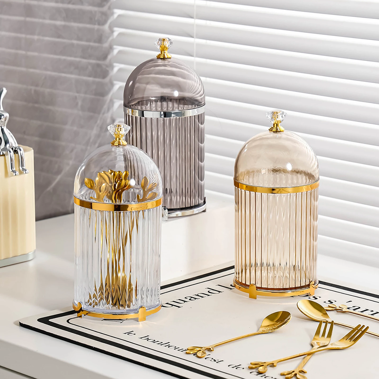 

Tableware Holder Fruit Fork Coffee Spoon Dessert Fork Storage Organizer Kitchen Counter Tabletop Countertop Home Decor