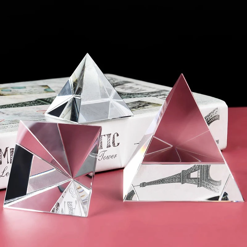 Prism Optical Glass Crystal Pyramid 4/5/6/7/8cm Side Length Rectangular Pyramid Polyhedral Popularization of Science Studying