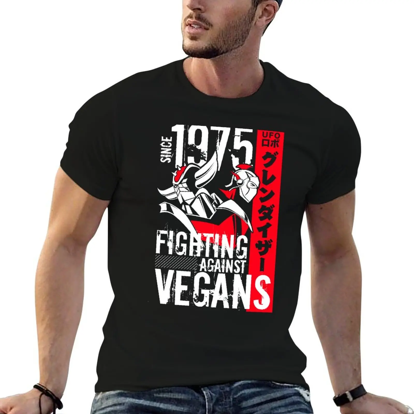 046 Grendizer Vegan Neg T-Shirt Casual Minimalist Short Sleeve Top