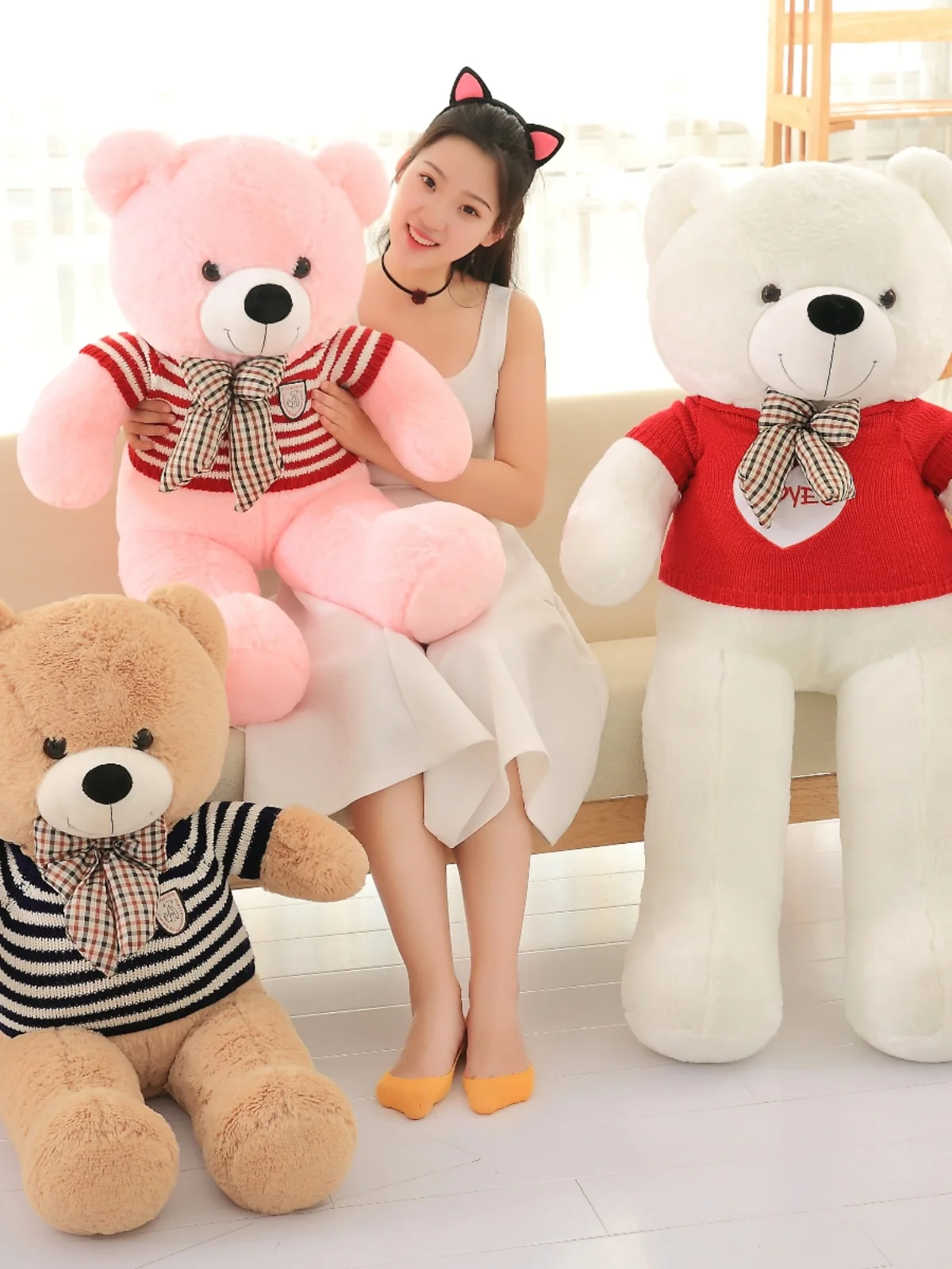 Urso de Pelúcia Extra Grande, Cão Teddy, Urso Panda, Boneca Macia e Fofa para Presente de Aniversário para Meninas da Marca Fluffy