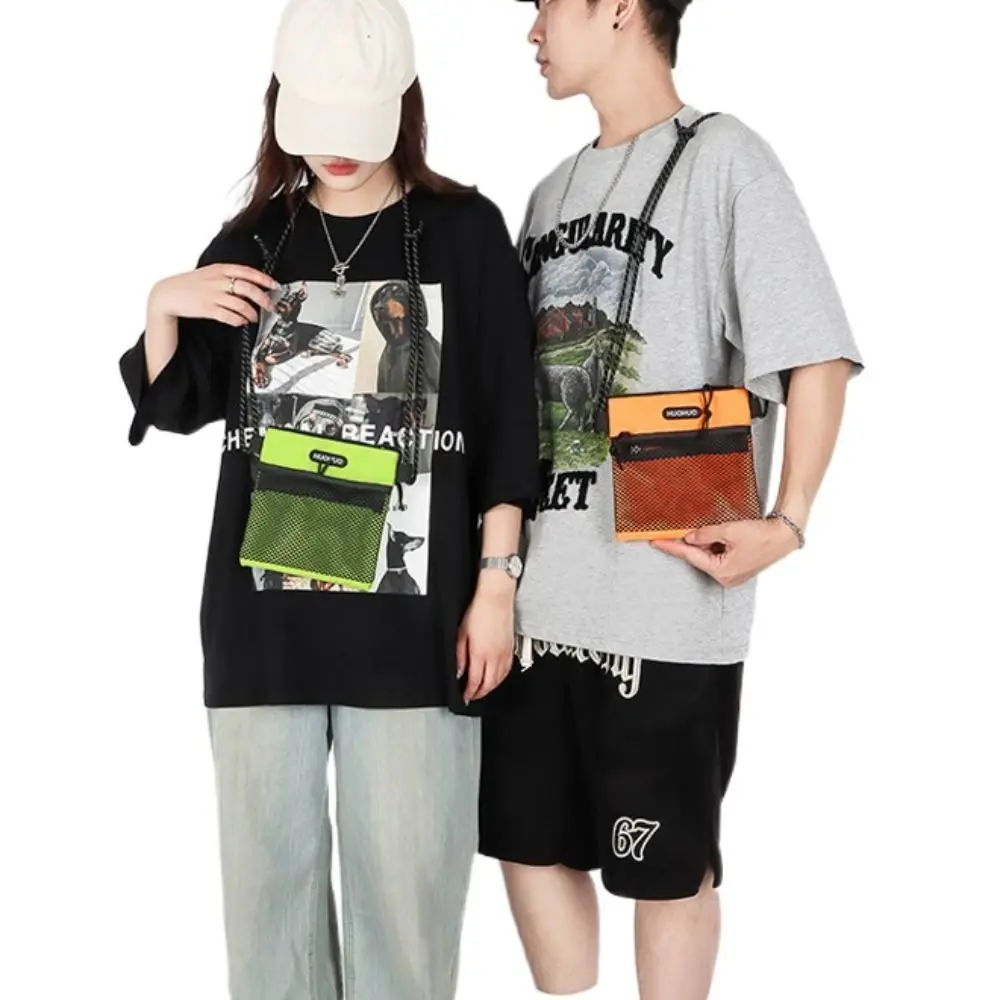 Borsa per messaggi piccola con lettera Oxford Borsa a tracolla di grande capacità Borsa a tracolla in rete Stile Ins Borsa per telefono semplice stile tailandese da viaggio