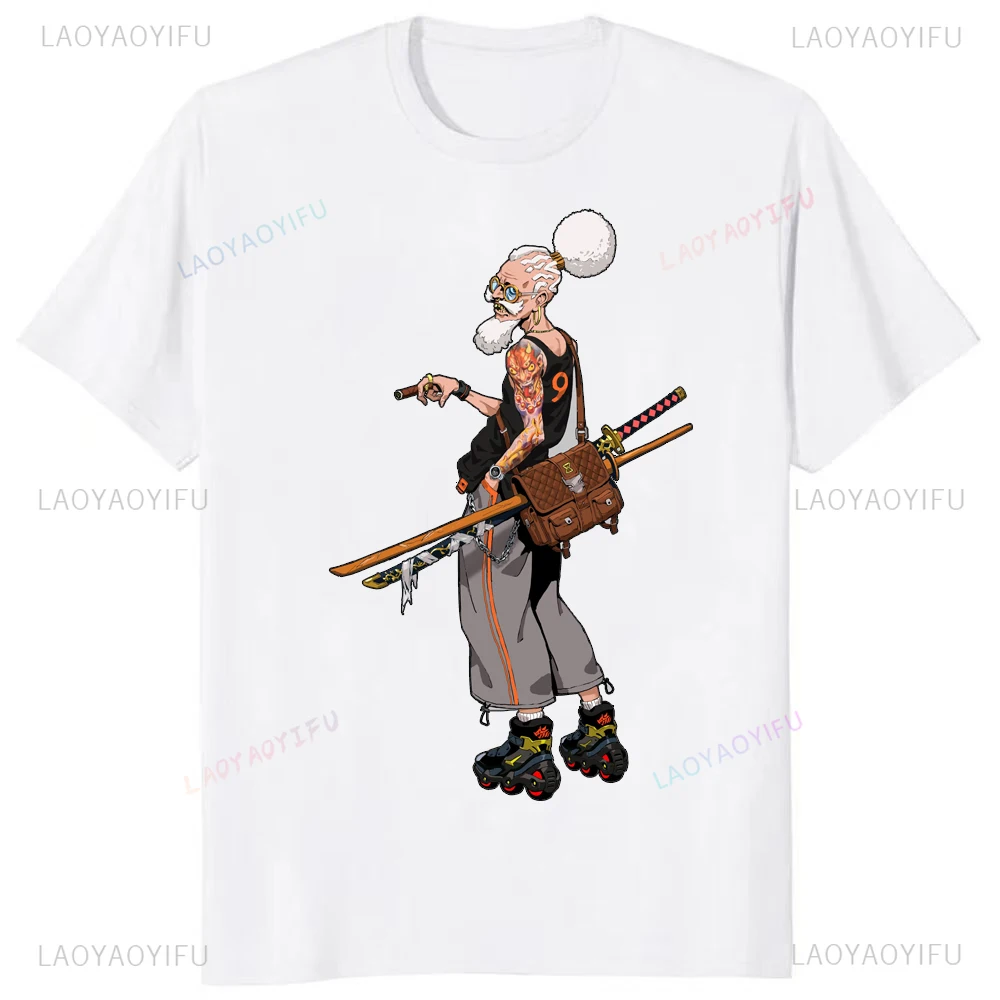 New Arrival Double Knife Head White Hair UncleTees Fashion Casual Streetwear Hip-hop Hipster Loose O-neck Hot Sale Tops Tshirt