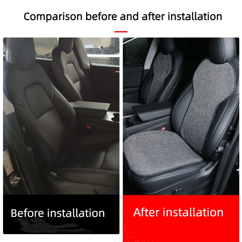 Suitable For Tesla Model 3/Y Car Seat Cushion Linen Material Seat Cover Ventilation Seat Cushion Modification Accessories