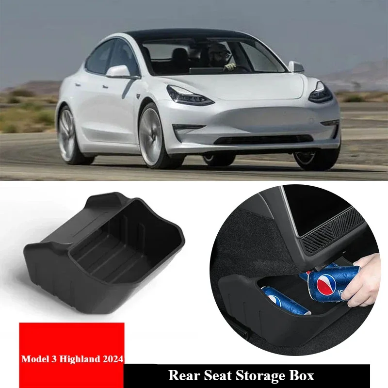 Rear Seat Storage Box For Tesla Model 3 Highland Silicone Center Console Bins Backseat Trash Can Garbage Bag Tray Accessories