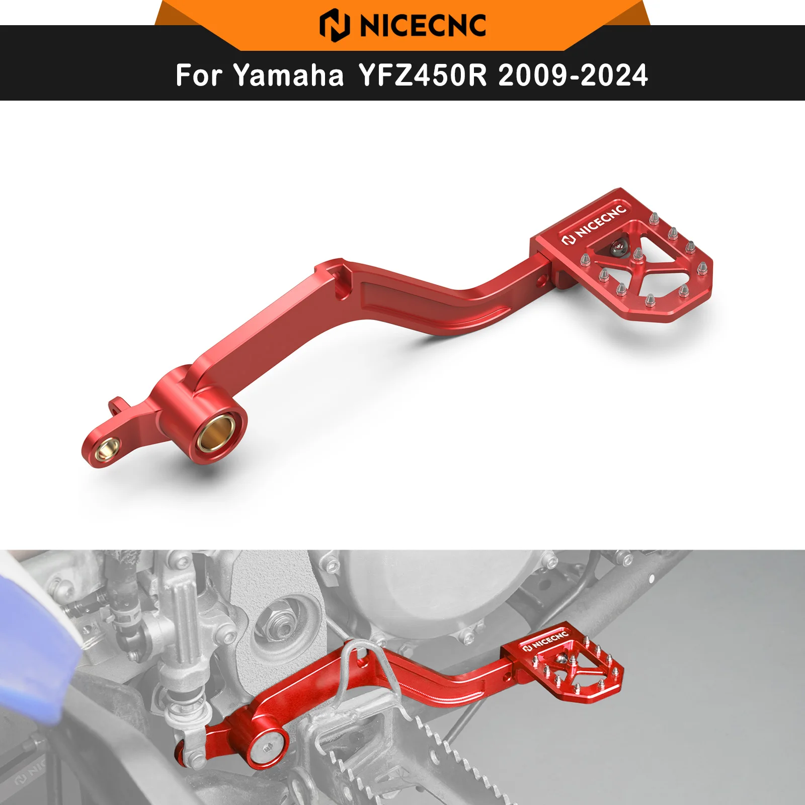 NICECNC For Yamaha YFZ450R 2009-2024 ATV Rear Brake Pedal Lever YFZ450X 2010-2011 YFZ450RSE Special Edition 2009-2022 YFZ450