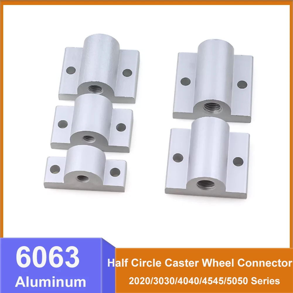 1pcs 6063 Aluminum Profile Plate Holder 2020/3030-5050 Half Circle Caster Wheel Connector Fixed Extruded Corner Code Bracket