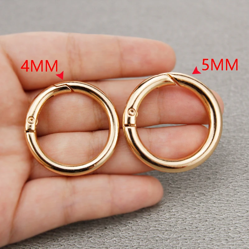 TINBERON Circle Metal Spring Snap Hook O Ring Openable Key Ring Buckle High Quality Hardware Accessories Gold Silver Gun Buckle