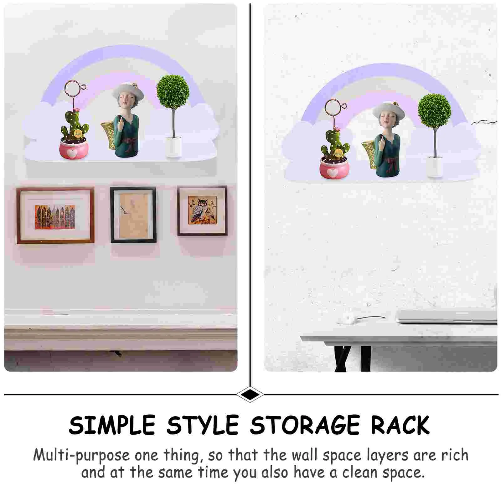 Cloud Shelf Multifunctional Storage Rack Simple Style Children's Room Sundries Holder Wooden Home