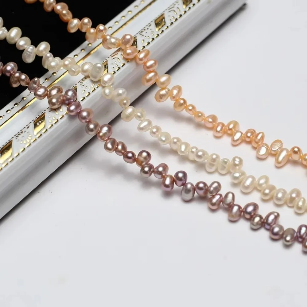 

About 75 Pieces/Rope 4-5mm Size Freshwater Pearl Beads Natural 0.7mm Aperture DIY Jewelry Beads 37 Hole Rice Shape Beads