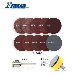 52/102pcs 1 Inch Sandpaper Disc Kit Polishing Wheel With Abrasive Polish Pad Plate For Rotary Sander Tool Dremel Accessories