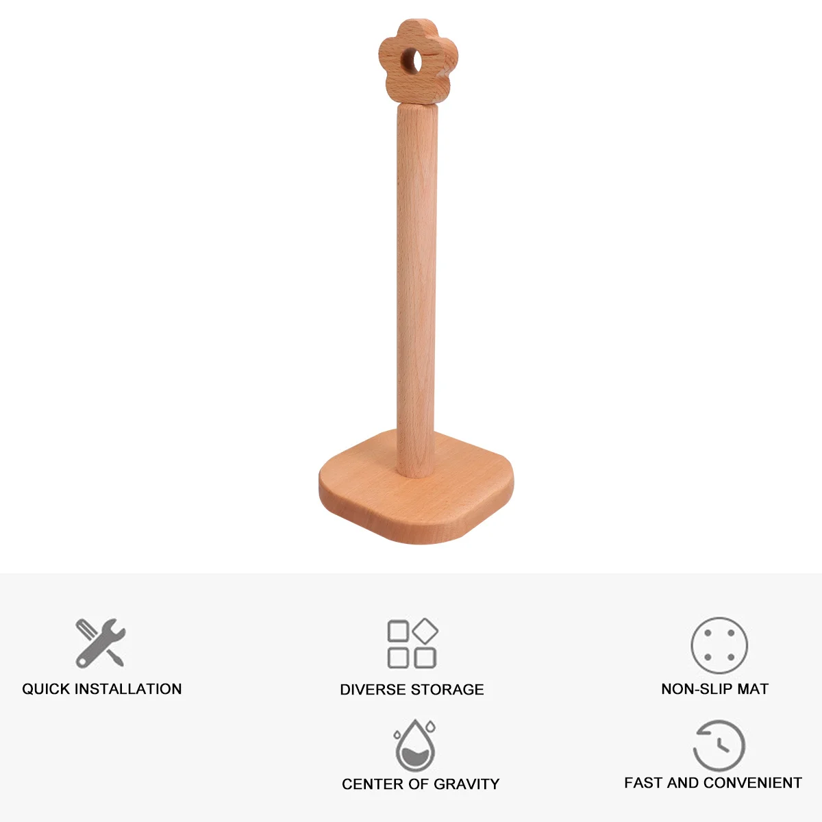 

1Pcs Vertical Solid Wood Roll Paper Rack Tissue Holder Creative Design Ideal for Bathroom Kitchen Office Home Use