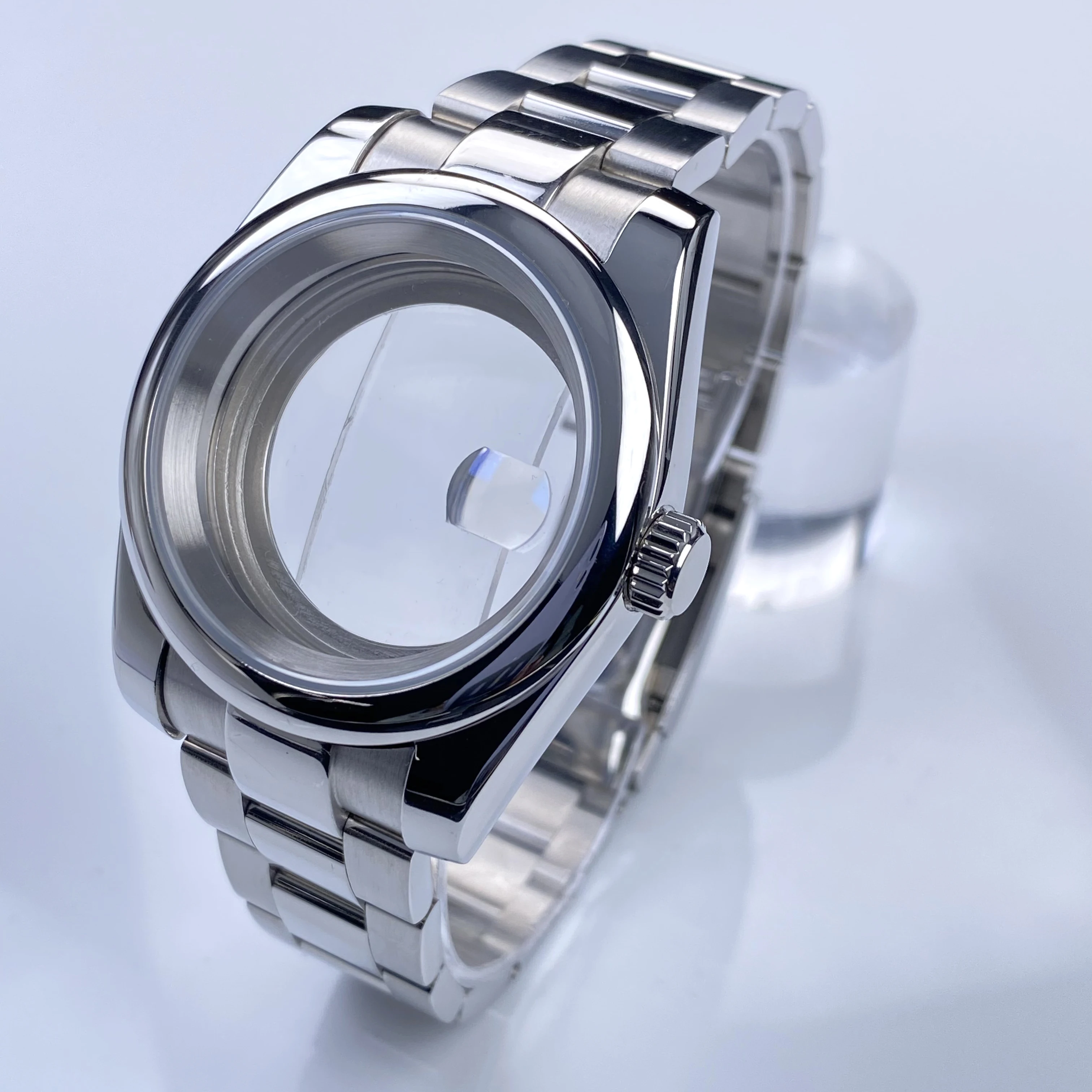 36/39mm NH35 watch case silver Stainless Steel Bracelets fit NH35/36 movement 28.5mm dial waterpoof Ssapphire glass Accessories