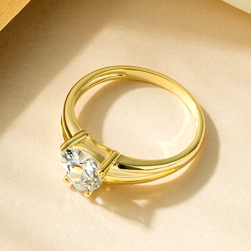 Rrjzz 7x7mm Cuore CZ Anello solitario con diamante simulato Colore oro argento Donna Proposta Anelli di fidanzamento per gioielli da sposa