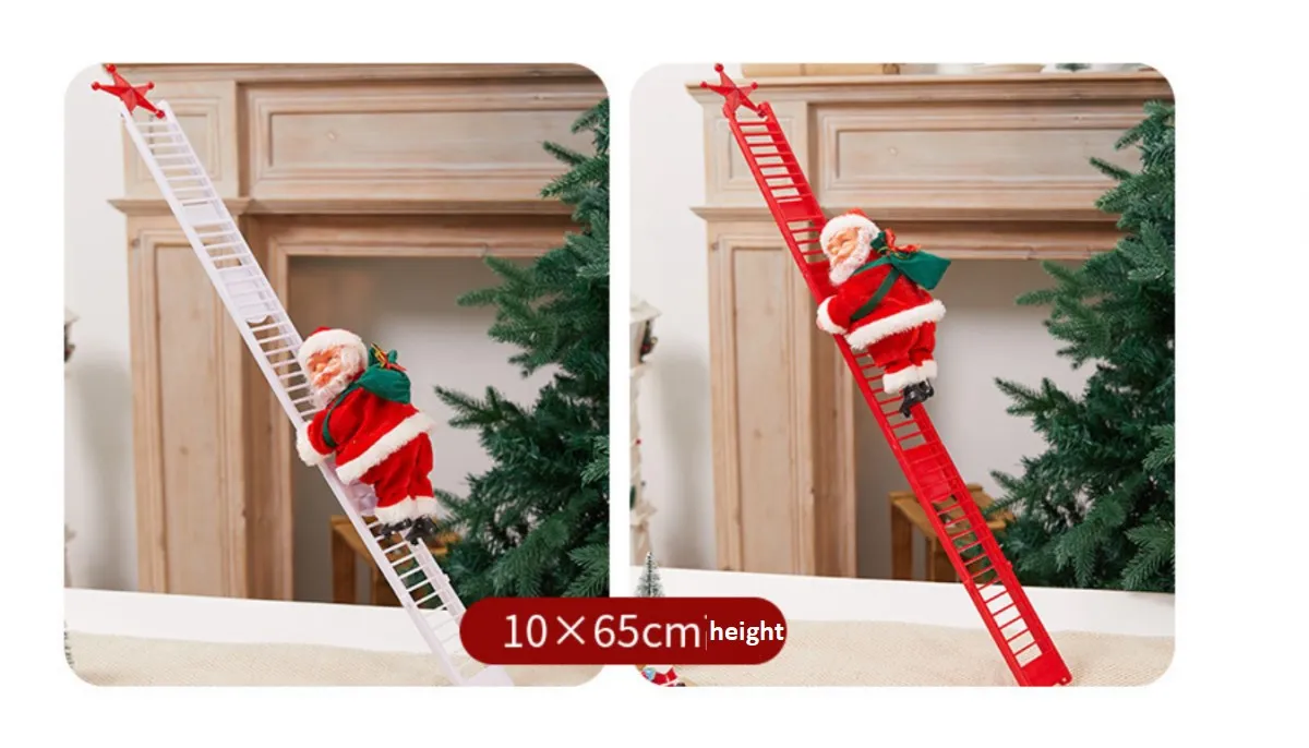 Electric Climbing Ladder Santa Claus Music Doll Christmas Ornament Decoration for Home Christmas Tree Hanging Decor NewYear Gift