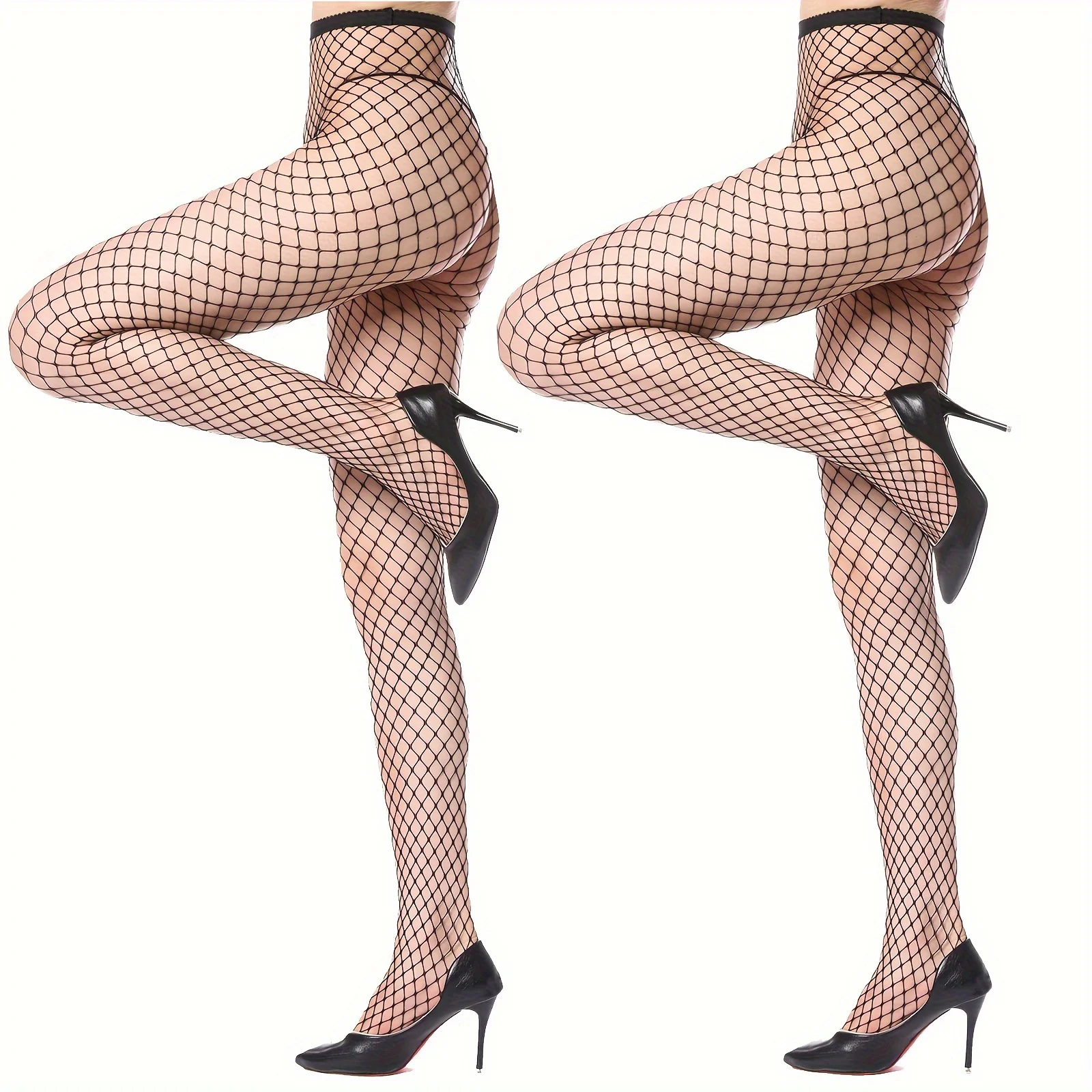 HA WA Women\'s Black Nylon Fishnet Tights Sexy Breathable Fashion mesh Anti-hook silk Pantyhose