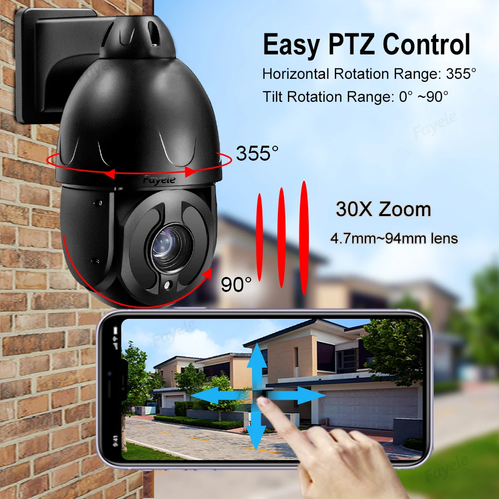 CCTV Security 4K POE 8MP Speed Dome PTZ Camera 30X Zoom Sony415SD Cloud Storage 2way Audio Motion Detection IR 100M IP Camera