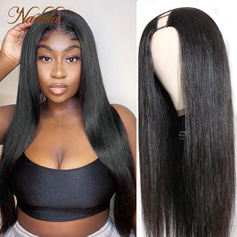 Nadula U Part Wig Natural Straight Human Hair Wigs Brazilian Straight Hair Wigs For Black Women 100% Human Hair Wig Easy & Quick