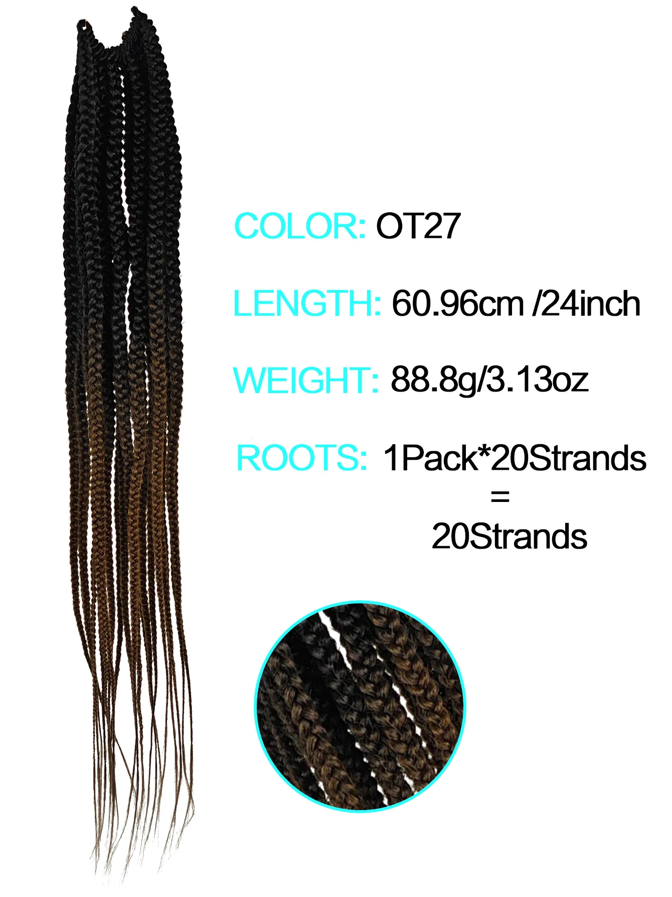 Extensões de tranças sintéticas Twist senegalesas, cabelo trançado NIGERIAN pré-esticado, 24 ", 60 cm, 2 pcs